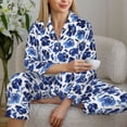thumbnail image 6 of Bingfone Womens Pajama Sets Blue Roses Print,Long Sleeve Loungewear Pajamas Set-Large, 6 of 8