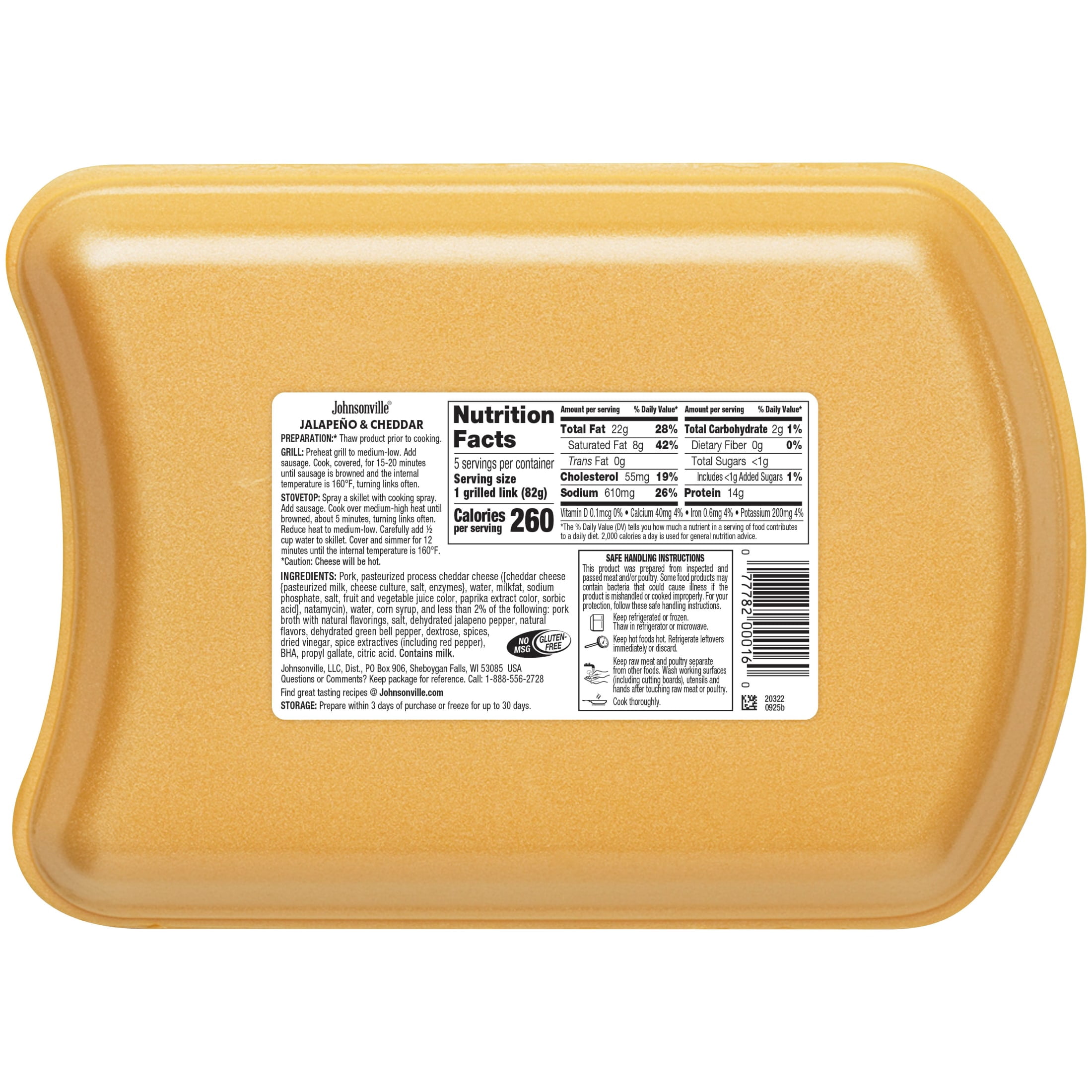 Johnsonville Brats Jalapeno Cheddar Pork Bratwurst Links, 19 oz (5 Count) Refrigerated