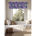 thumbnail image 4 of Kitchen Valances for Window, Watercolor Vintage Flowers Purple Green Gradient Light Filtering Rod Pocket Valance Curtain, Flower Art Short Curtains Window Topper for Bedroom 42x12in, 4 of 9