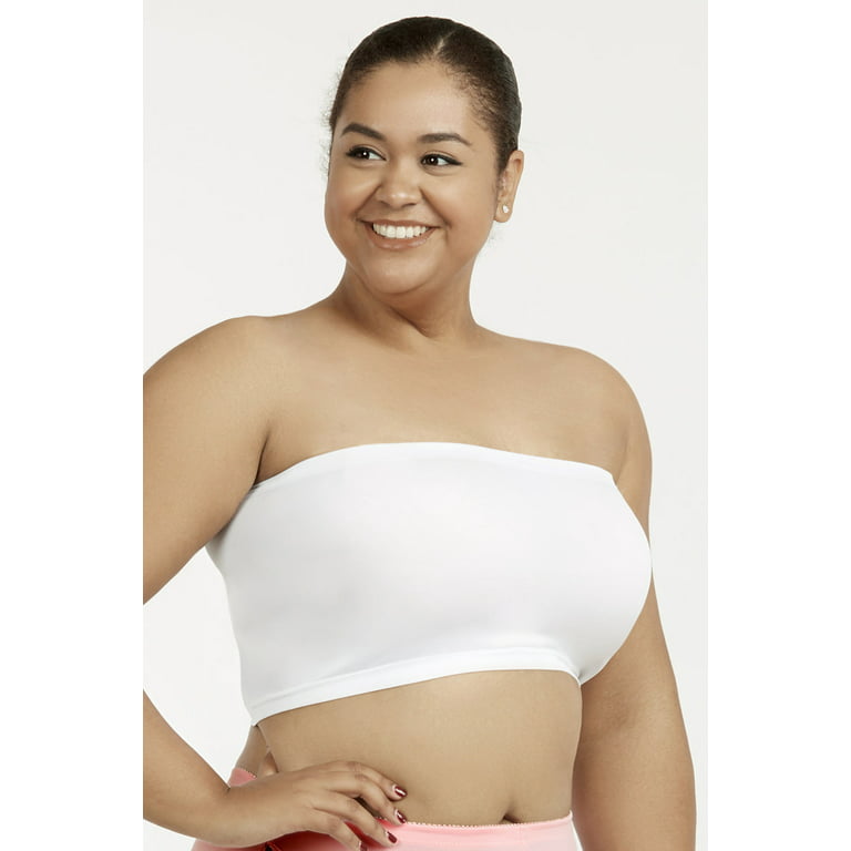 6 Packs of Sofra Women's Plus Size Seamless Strapless Off Shoulder Bandeau  Tube Bra Tops w/ No Pad 