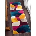 thumbnail image 1 of Well Woven Strata Squares Multi Blue Purple Fuchsia Yellow Orange Modern Geometric Hand Carved 2x7 (2' x 7' Runner) Area Rug Easy to Clean Stain & Fade Resistant Thick Soft Plush, 1 of 6
