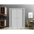 thumbnail image 4 of Slab Barn Door Panel 36 x 96 inches | Planum 0011 Grey Matte with Frosted Glass | Sturdy Finished Interior Doors | Pocket Closet Sliding, 4 of 6