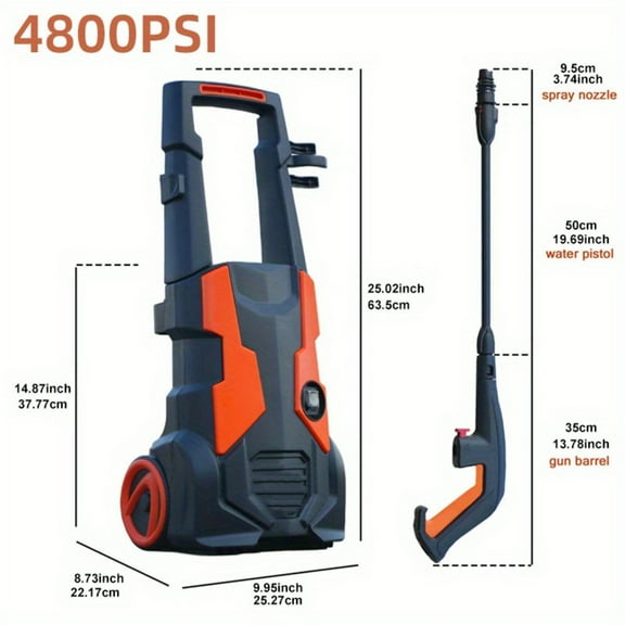 4800 PSI, Pressure Washer, Power Washer , High Pressure Cleaning Machine with Foam Cannon for Cars/Fences/Driveways/Patios/Home Cleaning