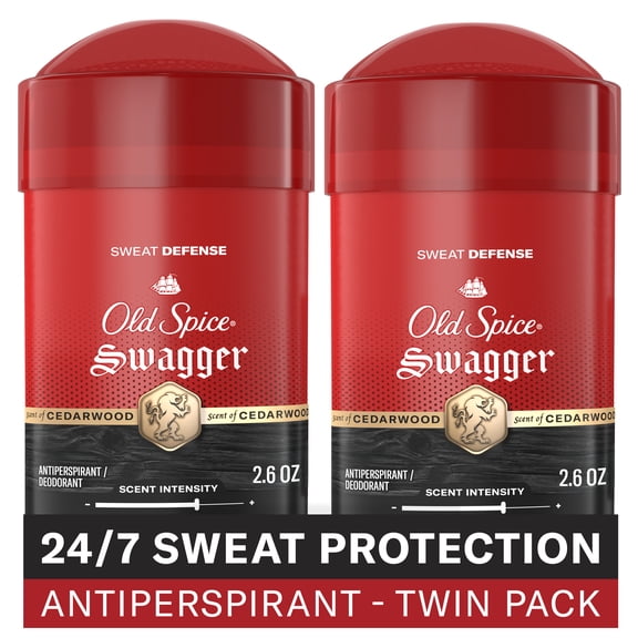 Old Spice Antiperspirant Deodorant for Men, Soft Solid Stick, Sweat Defense, Swagger, 2.6 oz (2 Pack)