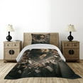 thumbnail image 3 of Ambesonne Lion Quilted Coverlet 2 Pcs, King Emerging from Brick Wall, Twin Size, Pale Mustard and Dark Mustard, 3 of 4