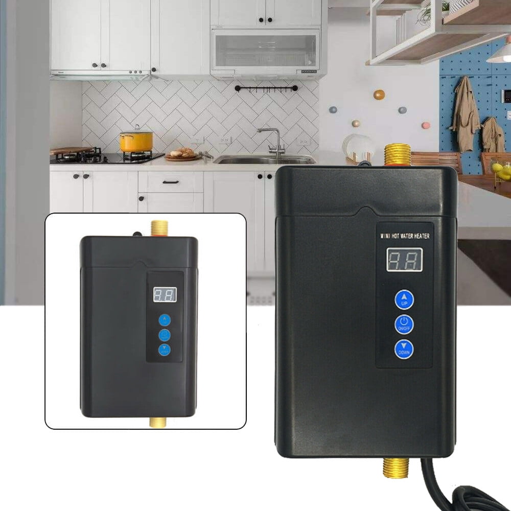 Tankless Water Heater, 3kw Electric Tankless Instant Hot Water Heate, Whole House Instant Heating Kitchen Treasure, 110vunder Sink Tap Bathroom Kitchen (Black)