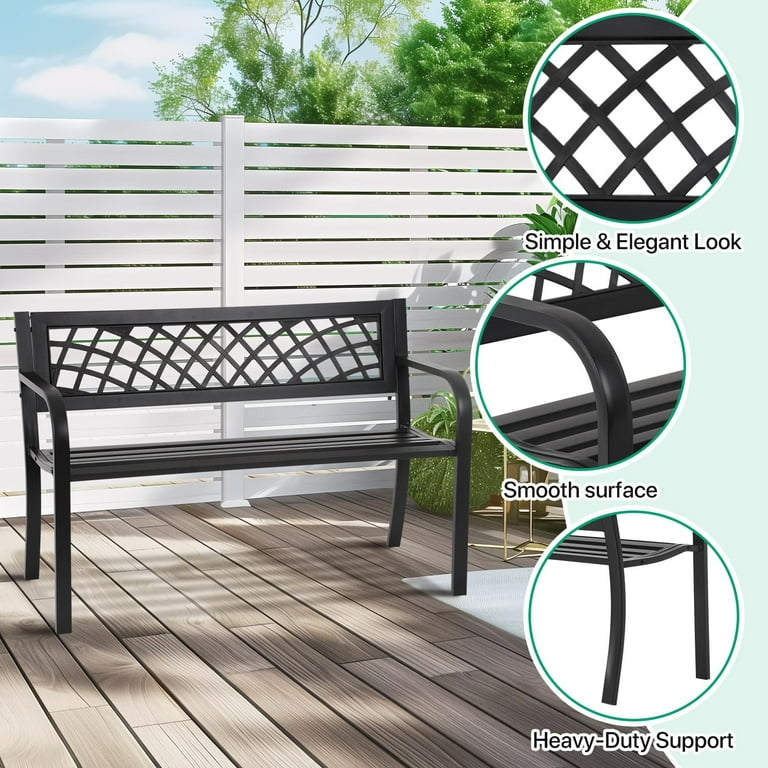 Dkeli Garden Bench with Armrests, Cast Iron, Black photo 3