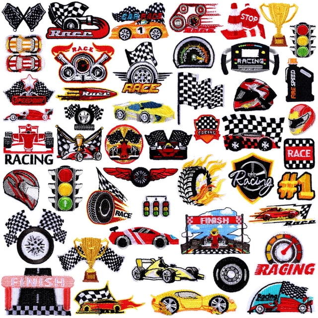 Bandera de carreras a cuadros de Tigeen Iron On Patches para ropa