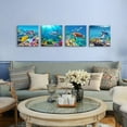 thumbnail image 6 of Canvas Wall Art - Coral and Fish Modern Home Decor Stretched and Framed Ready to Hang Ocean Theme Sea fish and sea turtles Mediterranean Style Canvas Prints The bathroom wall decor- 4 Panels, 6 of 6