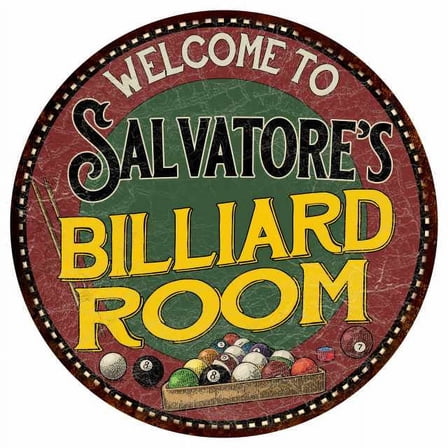 Salvatore's Billiard Room 14" Round Metal Sign Kitchen Wall Decor 100140033499