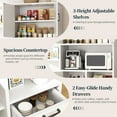 thumbnail image 3 of Walsunny Pantry Cabinets with Microwave Shelf Coffee Bar Counter Top 4 Corner Shelves 3 Doors 2 Drawers 60.4" Kitchen Pantry Storage Cabinet Buffet Sideboard Hutch Cupboard Freestanding White, 3 of 7