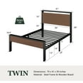 thumbnail image 7 of Amolife Twin Size Bed Frame, Heavy Duty Metal Platform Bed with Wooden Headboard & Footboard, No Box Spring Needed, Walnut, 7 of 7