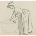 thumbnail image 2 of Paul Sandby 15x15 Black Ornate Wood Framed Double Matted Museum Art Print Titled - Girl with a Bonnet at Work (Recto), 2 of 5