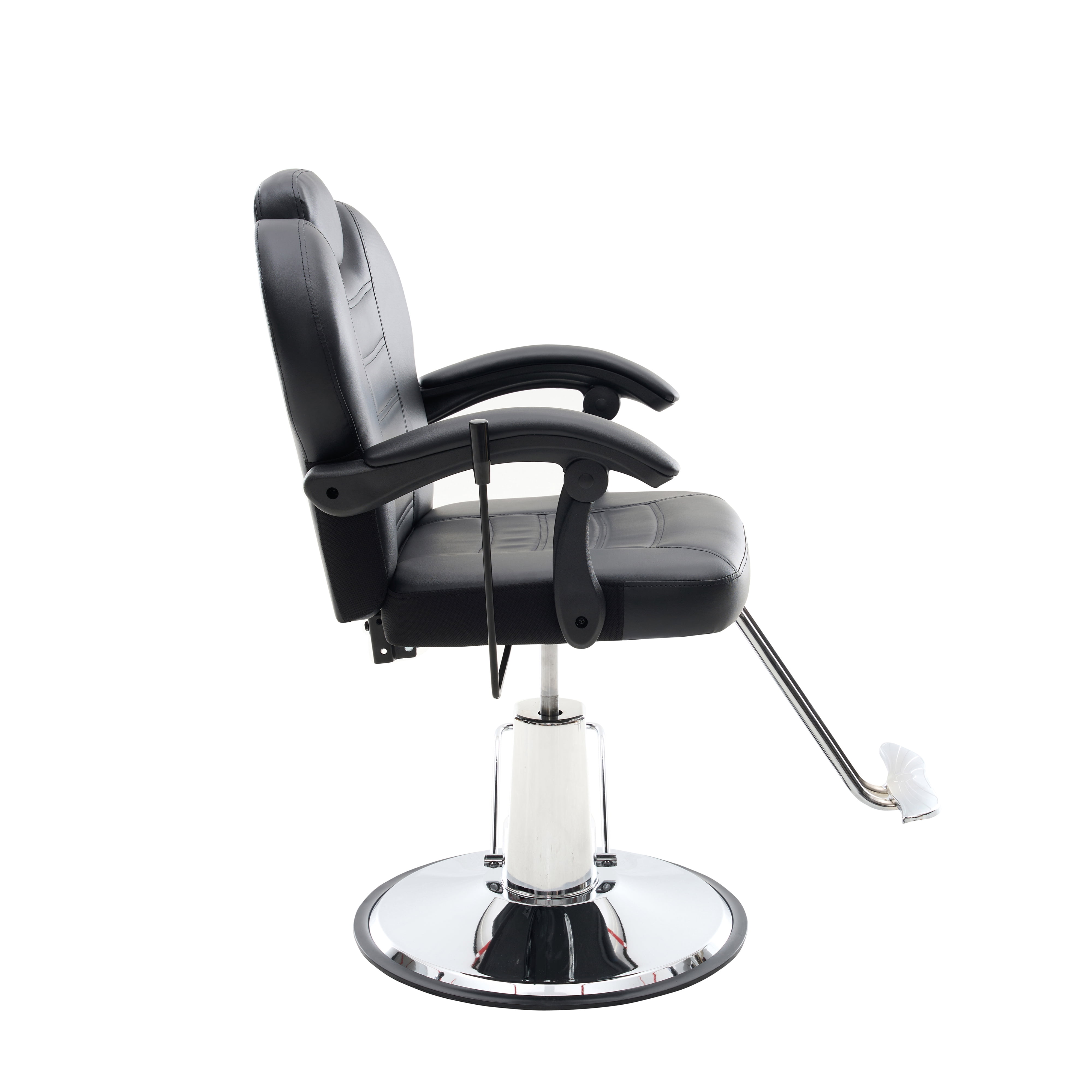 90 to 150-Degree Reclining Barber Chair with Hydraulic Pump and 360 Swivel, Heavy-Duty Salon Styling Chair with PU Leather and 400 lb Capacity, Black