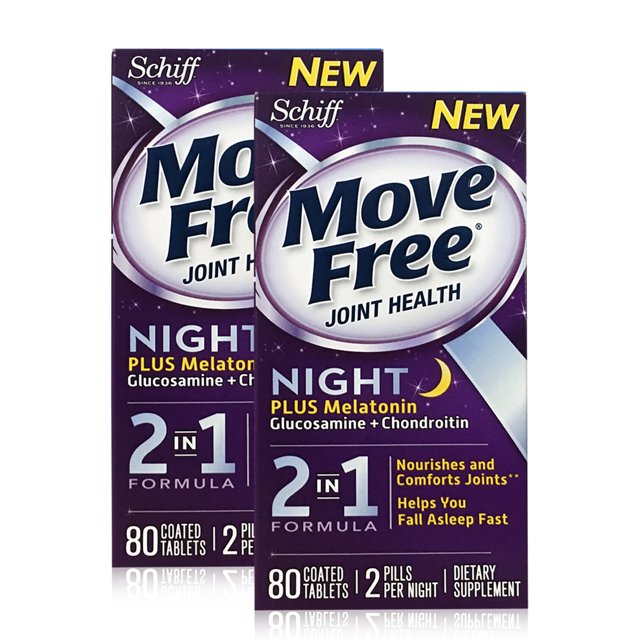 Move Free Night Glucosamine Chondroitin and Melatonin Joint Supplement, 80 Count, 2 Pack