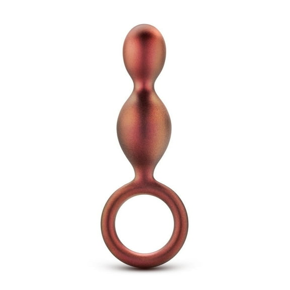 Eden Silicone Duo Bump Anal Plug with Retrieval Loop & Smooth Tapered Tip, Bronze