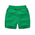 thumbnail image 2 of Elastic Waist Breathable Shorts Boy's Girls Sports Shorts, Lightweight Athletic Running Kids Casual Elastic Waist Drawstring Summer cotton Shorts with Pockets Green 4Y, 2 of 5