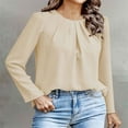 thumbnail image 2 of Bovemsi Women's Long Sleeve Tops Round Neck Wrinkled Casual Outgoing Shirt Top Long Sleeve Blouse, 2 of 5