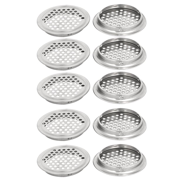Rejillas de ventilación redondas de acero inoxidable de 53 mm de diámetro inferior, 10 piezas