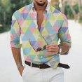 thumbnail image 4 of Camisas Para Hombre Casual Camisa casual con botones sueltos para hombre Camisa de manga larga grande Camisas de manga larga para hombres (Pink, XXL), 4 of 6