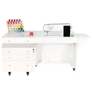 Kangaroo & Joey XL Hydraulic Sewing Cabinet – Lift Table, Storage Caddy, Ash White