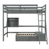 ASTARTH Twin Loft Bed with Storage Shelf Wood Loft Bed Frame with Convertible Lower Bed,Twin Size Loft Bed with Drawer and Ladder,Separated Loft Bed & Twin Platform Bed for Kids Teens Adults (Gray)