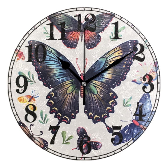 Butterfly Flying Silent Wall Clock 10" Non-Ticking Battery Clock
