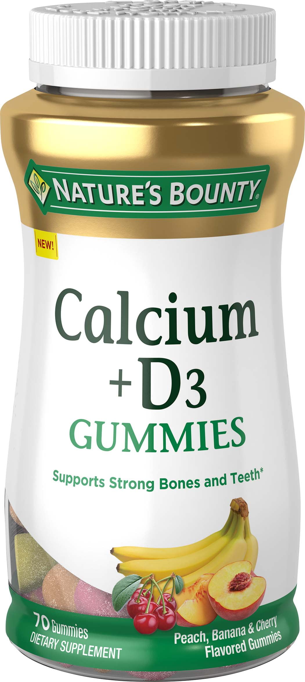 Nature's Bounty Calcium + Vitamin D3 Gummies, Multi-Flavored, 70 Ct