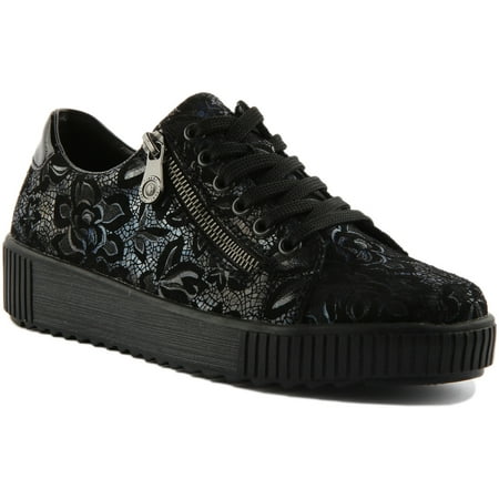 

Rieker M6404 Women s Synthetic Leather Floral Shoes With Side Zip In Navy Size 8.5