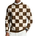thumbnail image 3 of Havenx Men Crew Neck Knit Sweaters Plaid Print Long Sleeve Pullover Sweater Ribbed Knit Lightweight Slim Fit Business Casual Dress Pullover Sweaters Crewneck Tops,Brown 4XL, 3 of 6