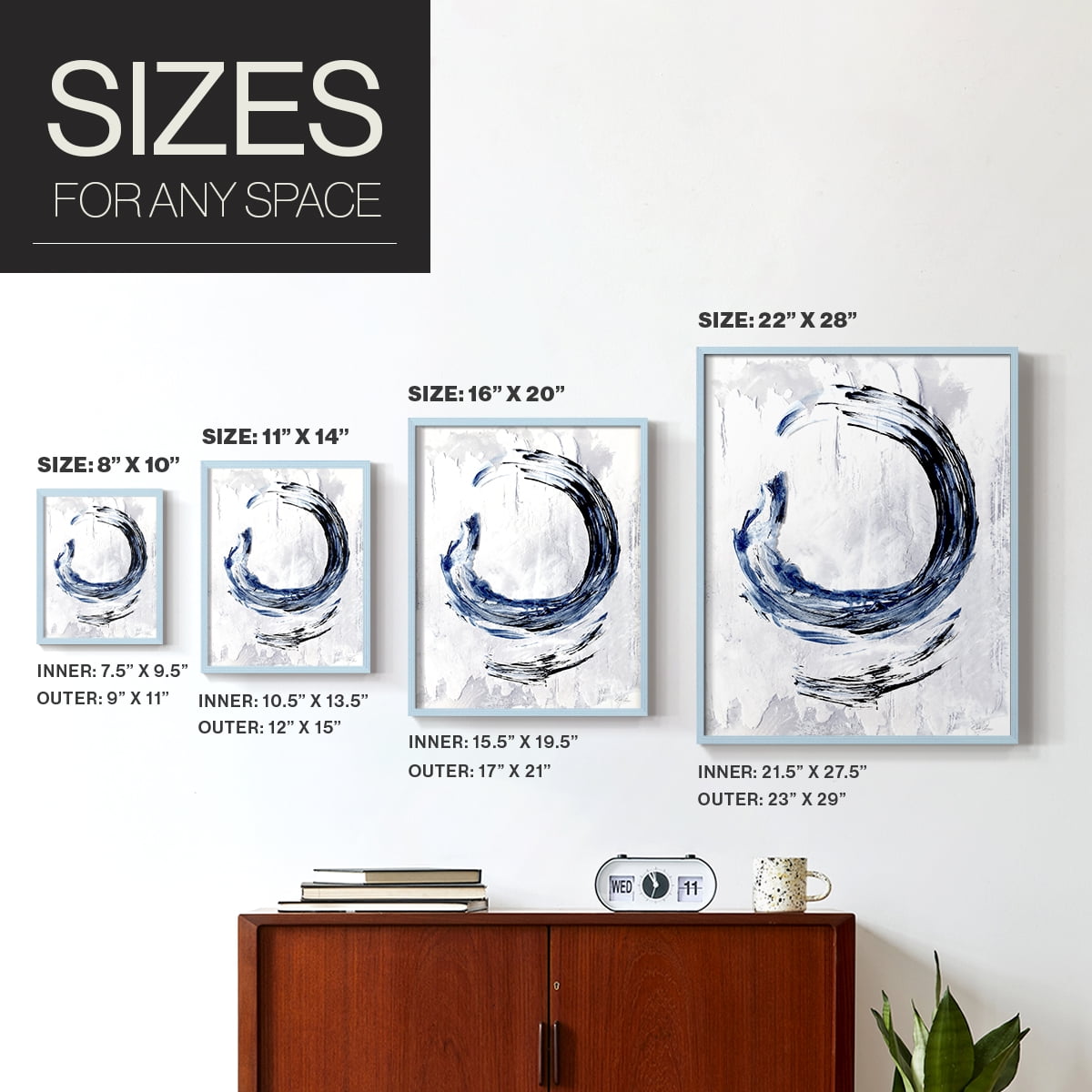 Moonglade I in Blue Solid Wood 11 x 14 Framed Print