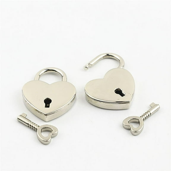 Wedding Diary Book Suitcase Jewelry Box Key Lock Mini Padlocks Antique Style Heart Shape Padlock SILVER