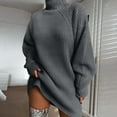 thumbnail image 2 of Women's Pullover Sweater Fashion Mid Length Raglan Sleeve Solid Color Turtleneck Sweater Dress for Stylish Casual Outfits and Seasonal Wear, 2 of 5