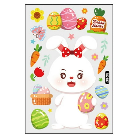

CYIHEYFUEaster Window Clings Cute Bunny Window Stickers Radish Eggs Butterfly Carrot Decals for Kids School Office Home Glass Decals for Easter Home Easter Decorations Party Supplies(W One Size)