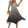 thumbnail image 6 of A-line Dress for Spring Summer 2025 Womens Casual Holiday Resort Beach Outfits Crew Neck Gradient Sundress Ruffle Hem, 6 of 8