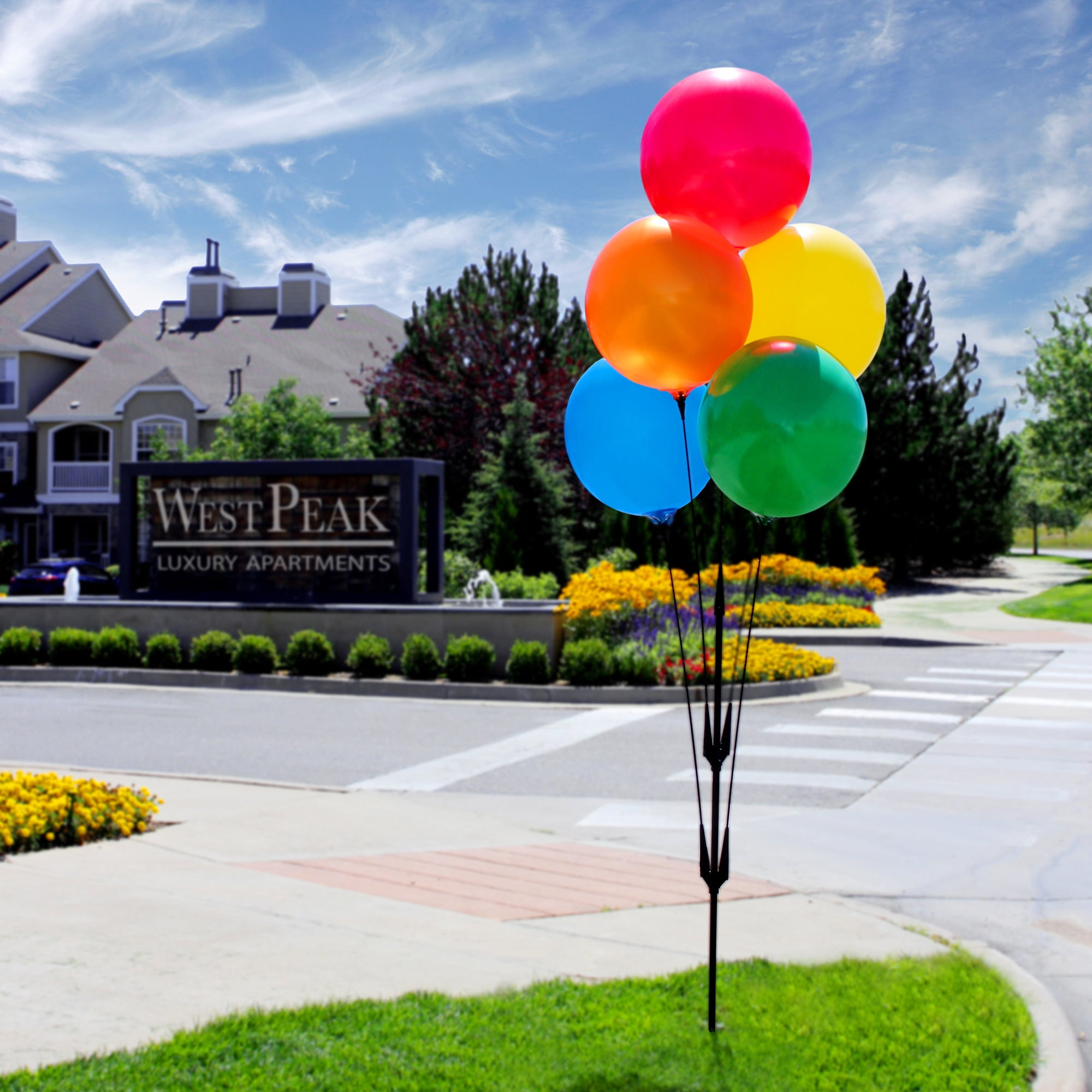 Weatherproof Reusable Seamed Balloon Cluster Pole Kit - Helium Free