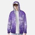thumbnail image 2 of KLL Veste à Capuche Extérieure Protection Solaire UPF 50+ pour Hommes et Femmes Imprimé Ciel Blanc Violet Manches Longues Pêche Randonnée Performance-Petit, 2 of 7