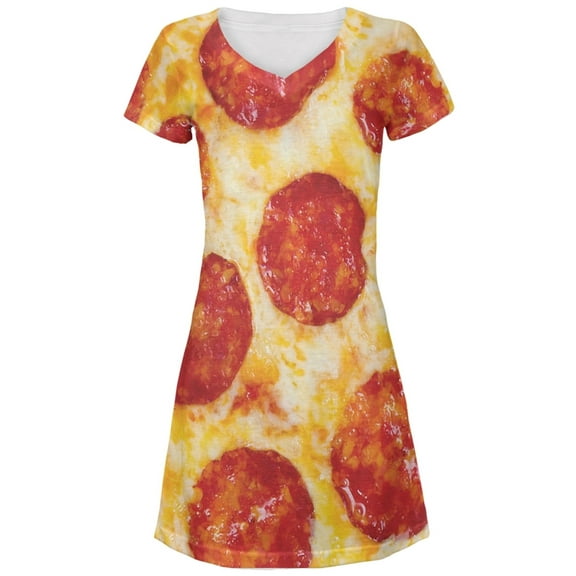Pepperoni Pizza Juniors V-Neck Beach Cover-Up Dress