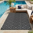 thumbnail image 6 of LUOVEN 8x10 Waterproof Outdoor Rug Reversible Plastic Straw Patio Carpet for Deck, RV, Camping, Backyard, Porch, Garden, Black & Grey, 6 of 8