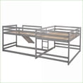 thumbnail image 4 of Full & Twin Size Pine Wood L-Shaped Bunk Bed with Slide & Short Ladder, Gray - No Box Spring Needed, 4 of 13