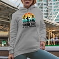 thumbnail image 2 of Enjoy the Summer, Summer Surf in Blue Paradise with a Surfer & Surfing Van, Heather Grey Hooded Sweatshirt or Hoodie, Medium, 2 of 5