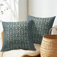 thumbnail image 4 of Antique Pillow Covers 20x20 Inch Vintage Floral Block Print Blue Red Decorative Throw Pillow Covers Set of 2 Retro Turkish Pillowcases for Couch Indoor Outdoor Home Decor, 4 of 6