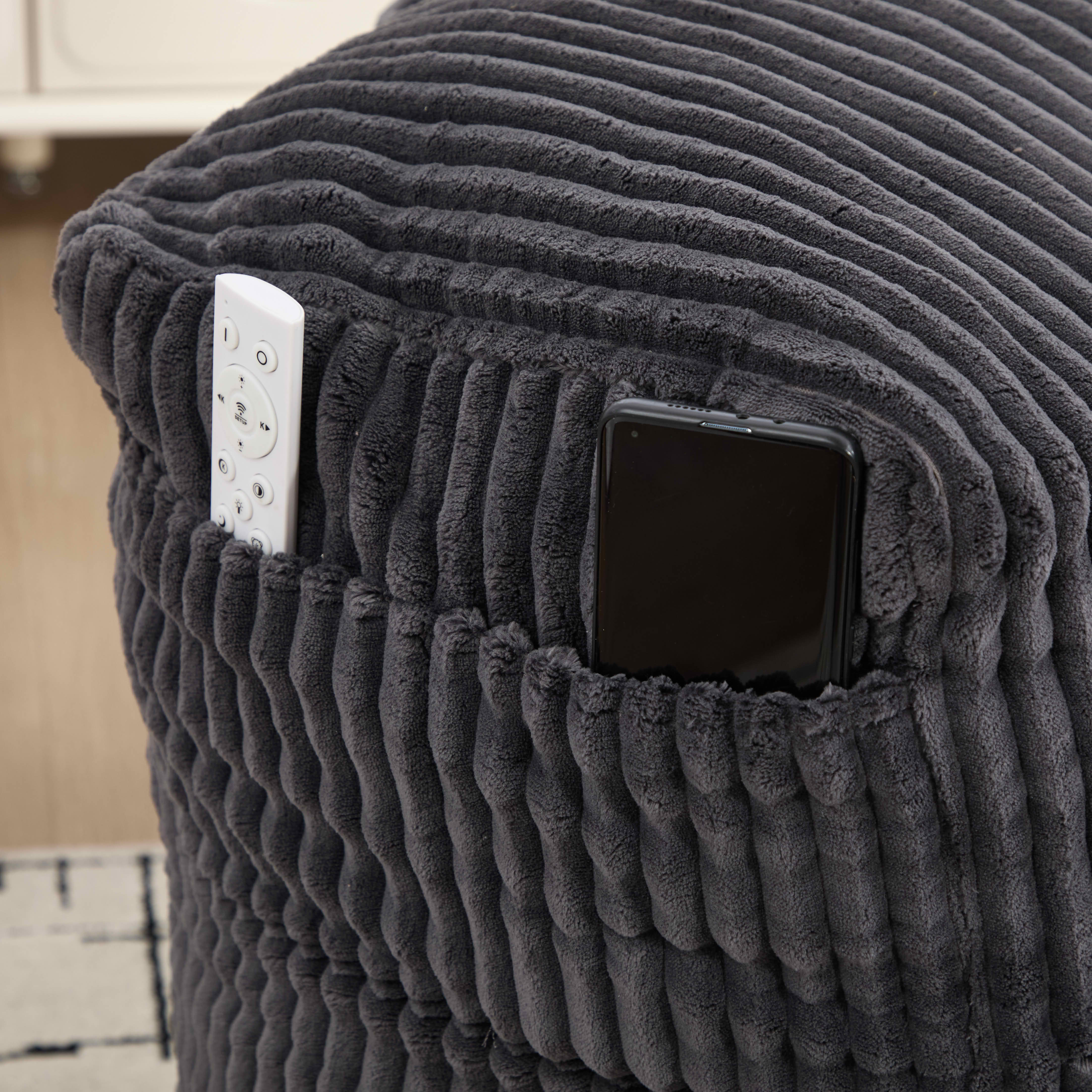 MAYEERTY Bean Bag Chair for Adults, Cozy Corduroy Lounger with High-Density Foam, No Assembly, Dark Gray
