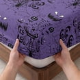 thumbnail image 3 of Twin Sze Fitted Sheet Set - Halloween 2 Piece Bedding Sets 16" Deep Pocket Fitted Sheet with 1 Pillowcase, Purple Black Haunted Ghost Fall Autumn Brushed Microfiber Hotel Luxury Bed Sheets, 3 of 9