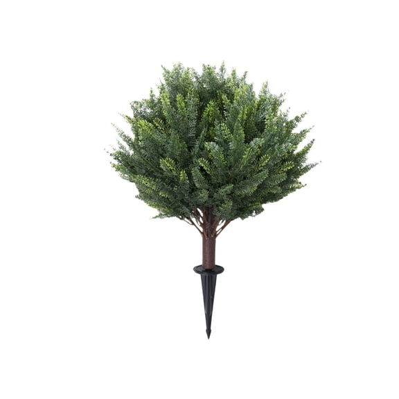 Artificial Outdoor, 23.6'' Artificial Cedar Topiary with Ground Spike, UV-Resistant Bushes Shrubs for Outdoor Indoor Garden Front Porch Decor