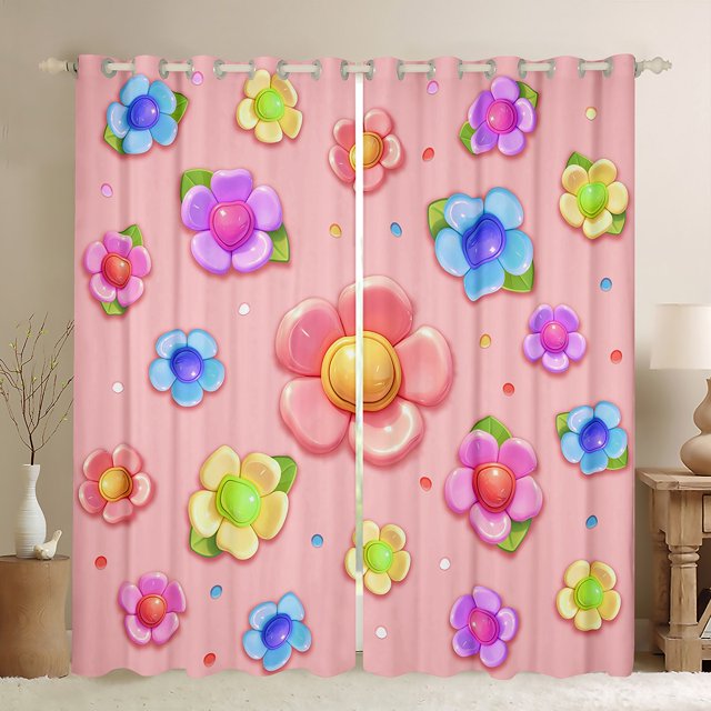 Erosebridal Rideaux et Draperies Mignons à Fleurs 3D (42x63), Rideaux Occultants Kawaii à 30 %-50 % pour Chambre, Décoration de Maison de Rêve