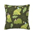 thumbnail image 1 of Square Throw Pillow Covers with Core, Fun Green Dinosaur Pillows for Sofa Beds, 20"x20", 1 of 9