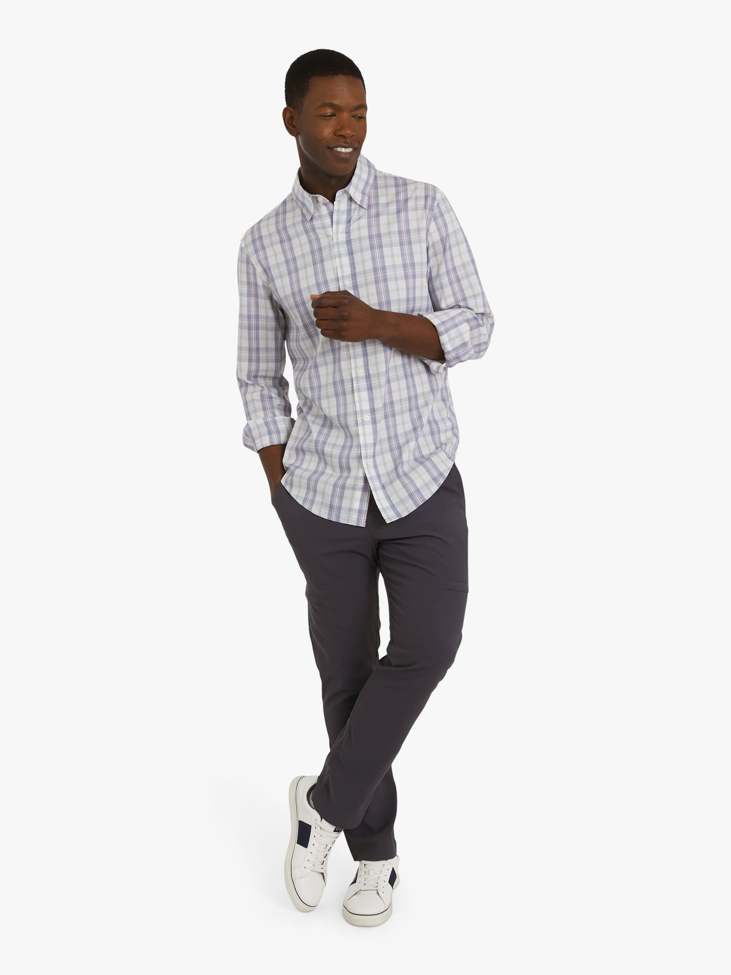 Chaps Men's & Big Men's Long Sleeve Flex Twill Yarn-Dye Woven Shirt, Sizes S-3XL