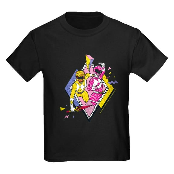 CafePress - Power Rangers Yellow Ranger And Pink Kids T Shirt - Dark T-Shirt Kids XS-XL