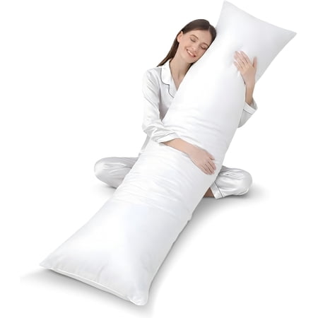 Extra Long Body Pillow for Side Sleeper, Pregnancy, Neck and Shoulder Support - Zippered Cover (19" x 90")